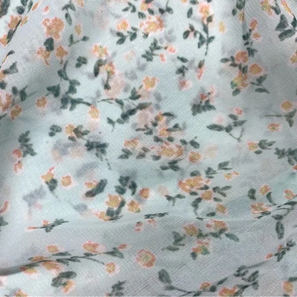 Roll’n Deep Clothing Company BlueishGreen Smocked  Ballon Sleeves Floral Dress L - Picture 5 of 13